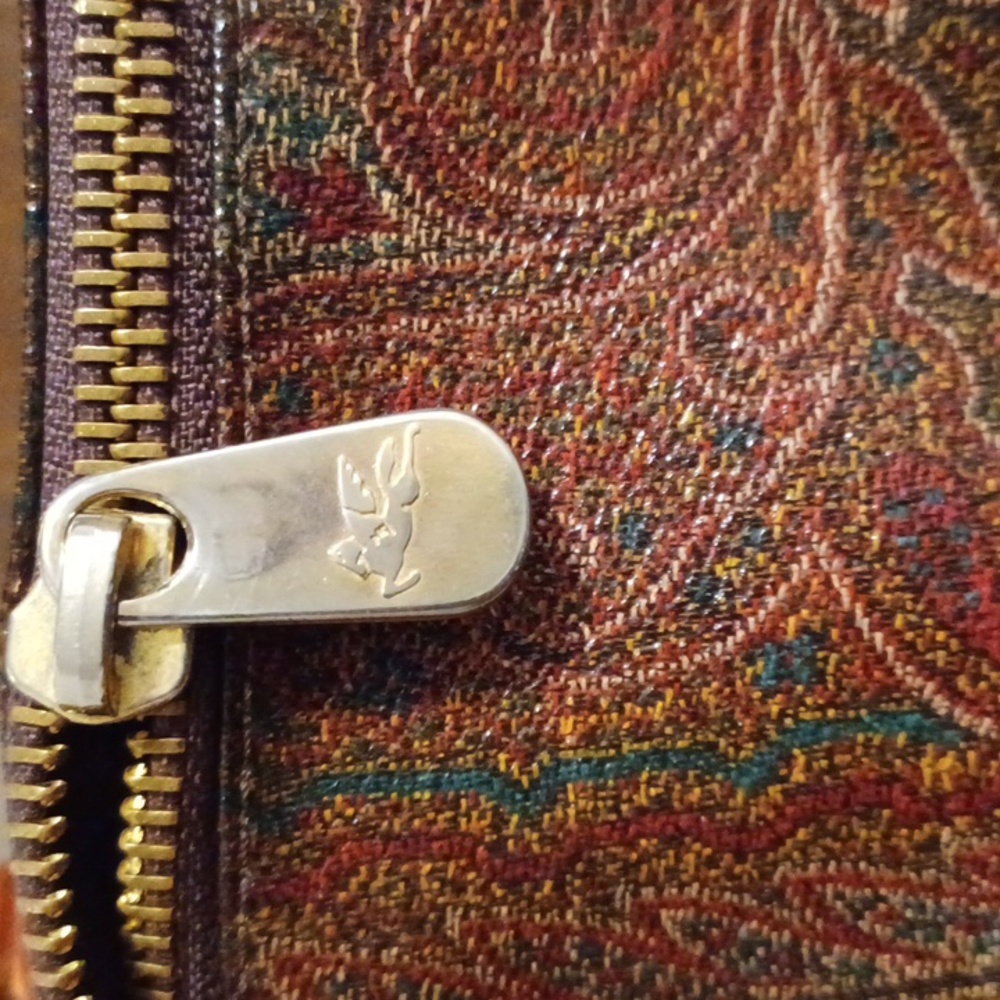 👜ETRO BROWN PAISLEY PRINT COATED CANVAS BOSTON BAG - Picture 12 of 16